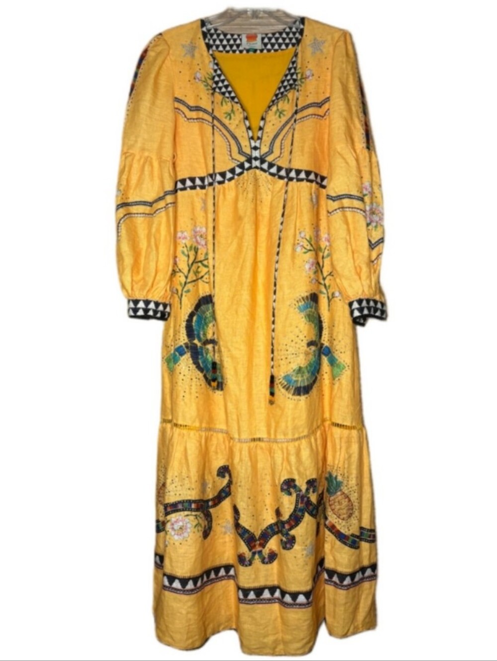 FARM Rio Yellow Embroidered Maxi Dress with Multicolor Accents - Picture 7 of 10
